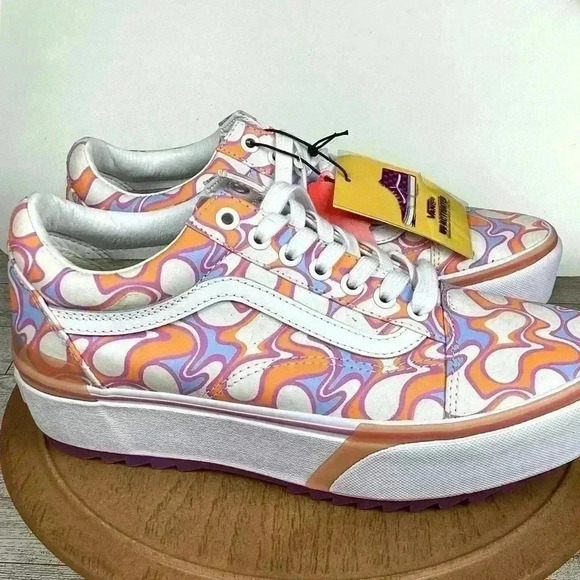 VANS Brand New Old Skool Stacked Orange& White Platforms size 7.5/9.0(women) - Picture 3 of 9